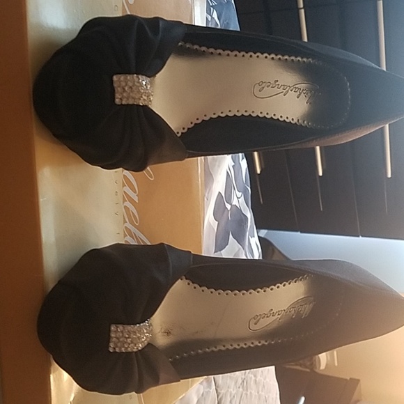 satin heels w/ rhinestones & peep toe - Picture 4 of 5